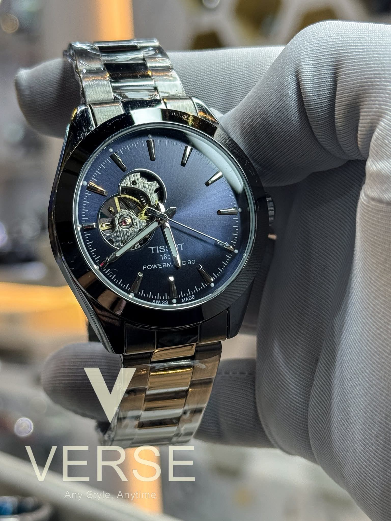 Tissot Gentleman Powermatic 80 Open Heart Automatic Sun-ray Blue Dial AA