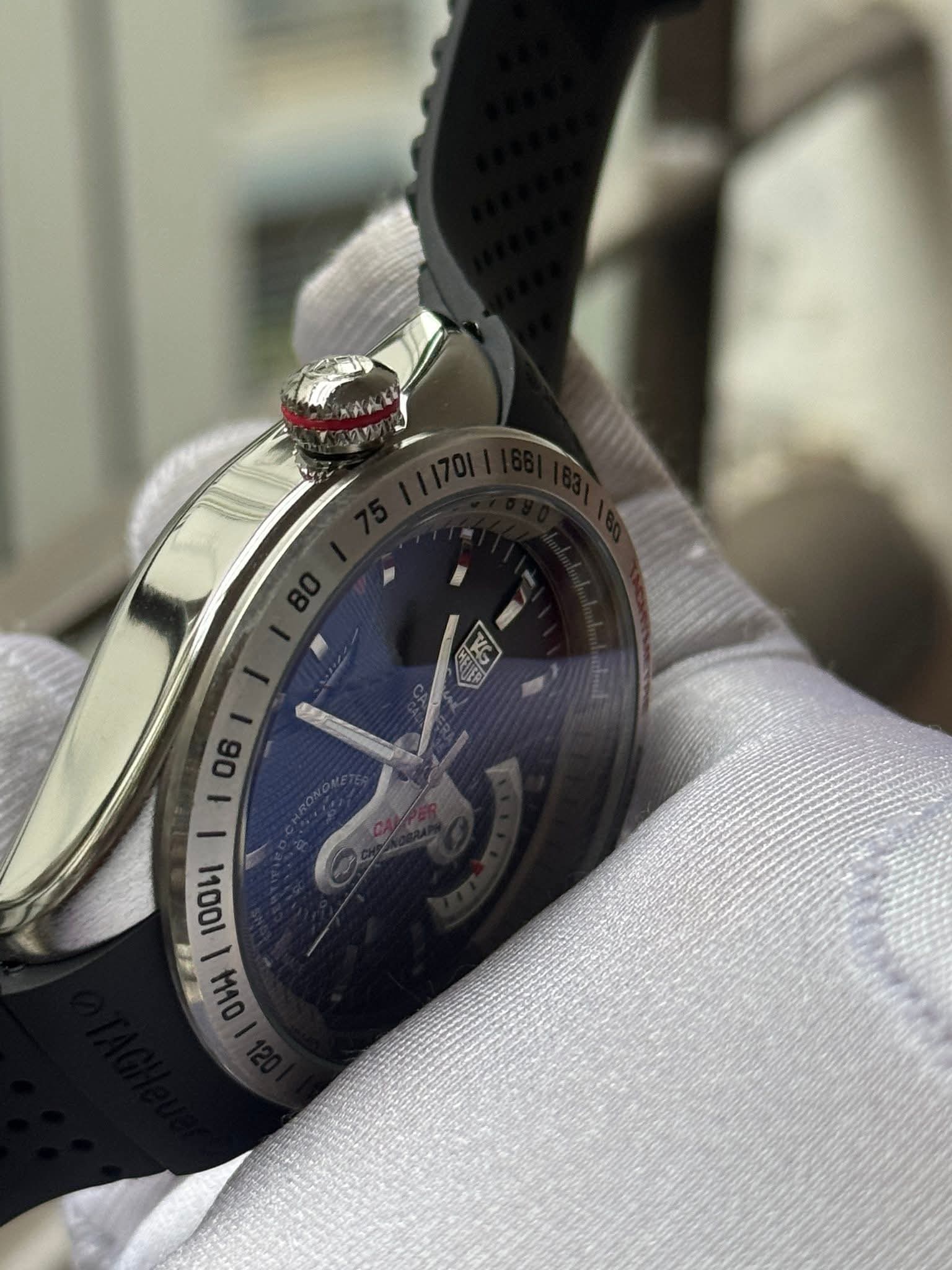 TAG Heuer Grand Carrera Calibre 36 RS Caliper Chronograph - Black Silicone Strap