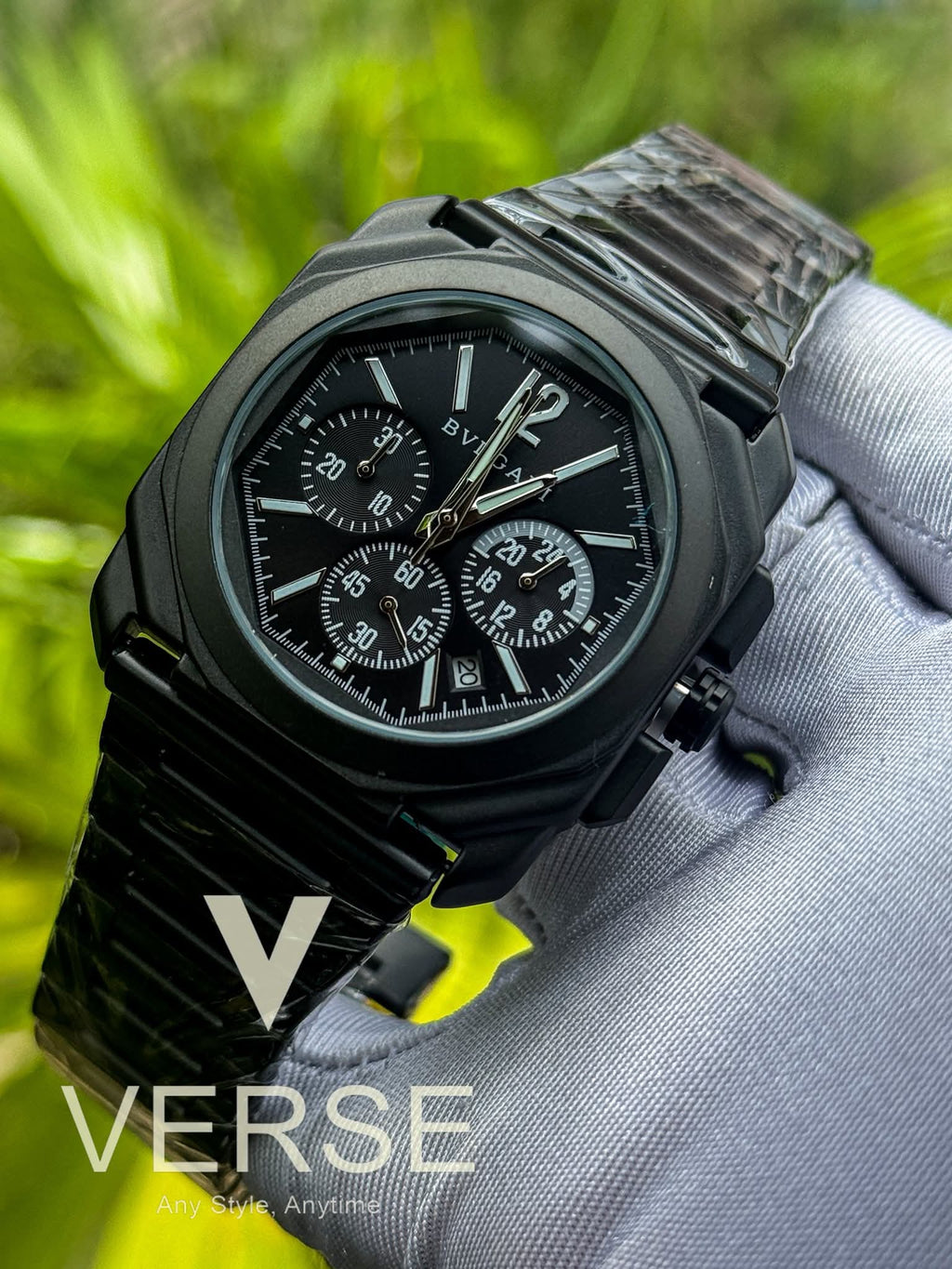 Bvlgari Octo Finissimo Chronograph Matte Black Chain Black Dial AA