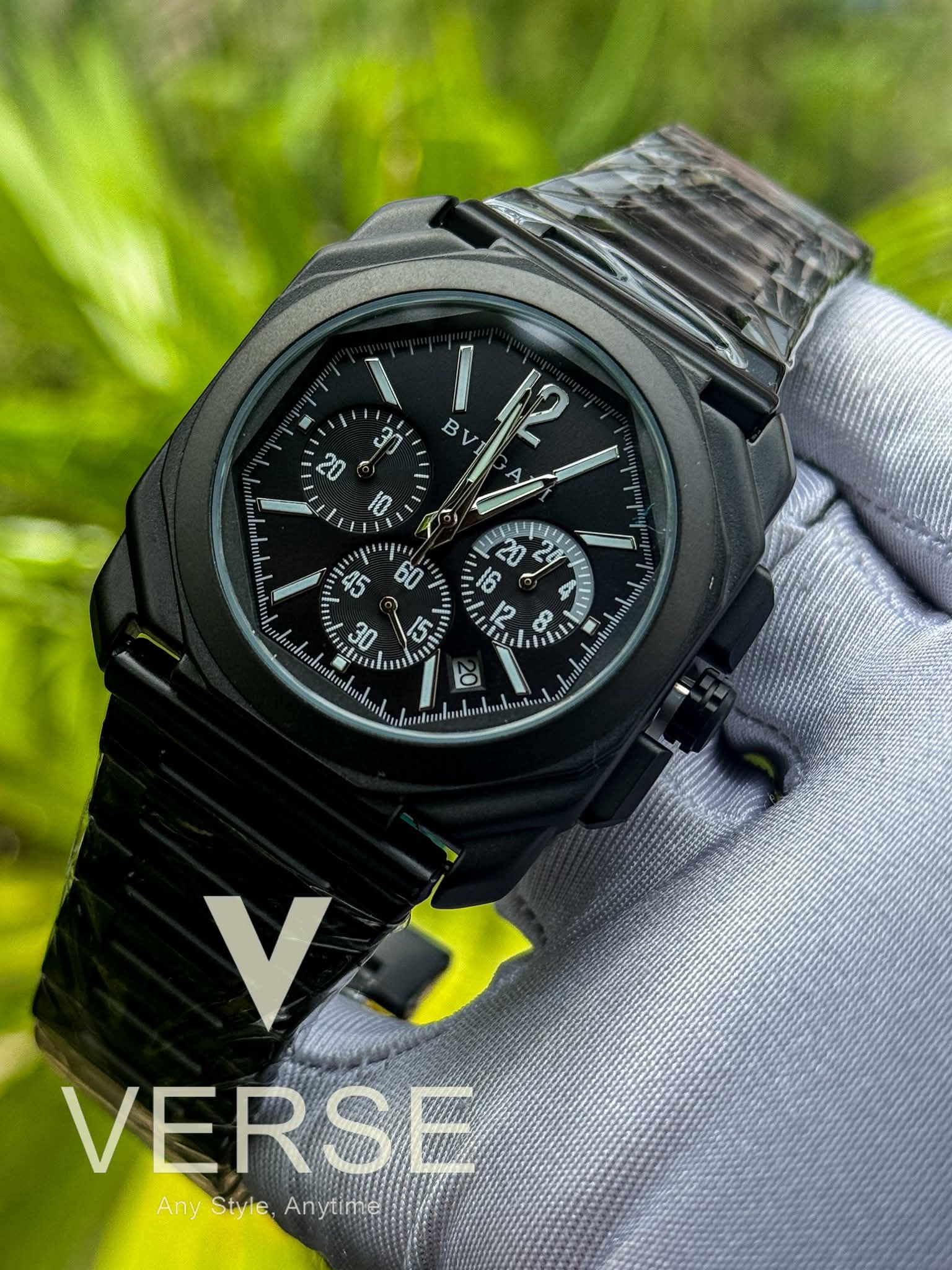 Bvlgari Octo Finissimo Chronograph Matte Black Chain Black Dial AA