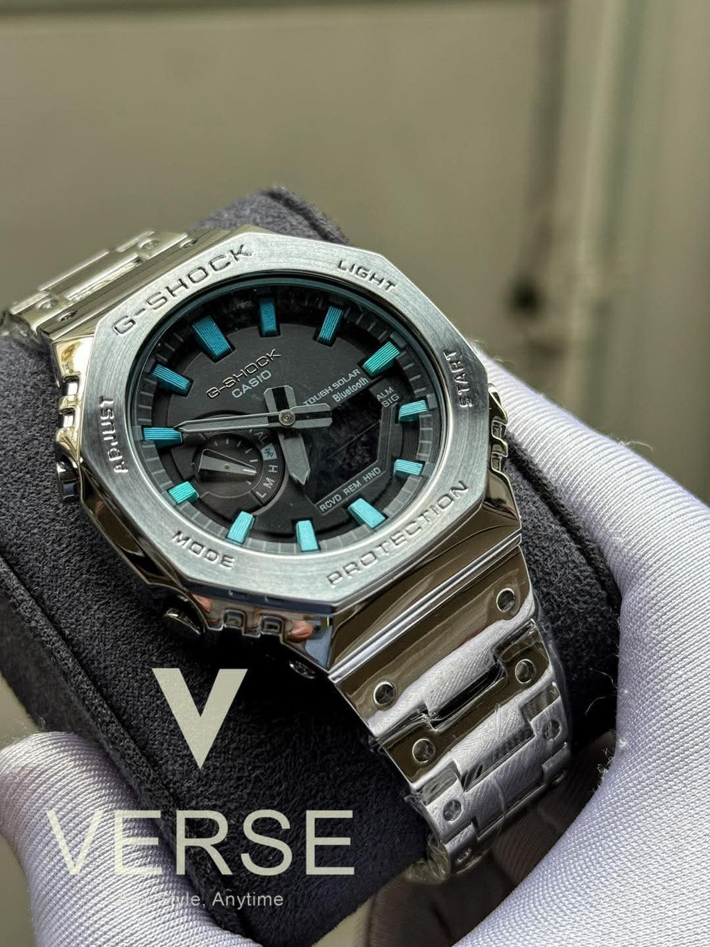 Casio G-Shock GM-B2100BD-1A Silver Chain Tiffany Digits Triple A