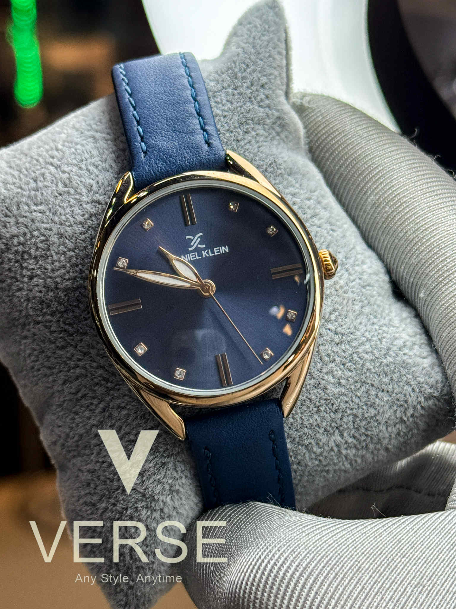 Daniel Klein DK.1.12371-4 Women’s Gold-Tone Watch with Blue Matte Dial & Blue Leather Strap| Daniel Klein DK.1.12371-4