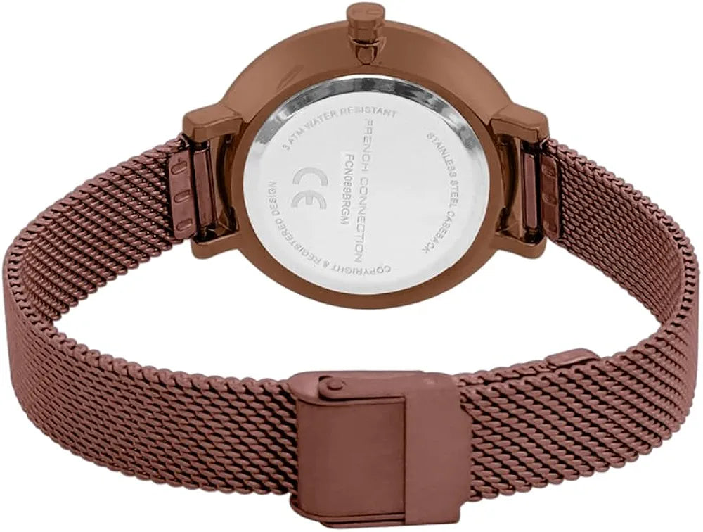 French Connection FCN089BRGM Women’s Brown Mesh Bracelet Watch with Brown Glitter Dial| French Connection FCN089BRGM