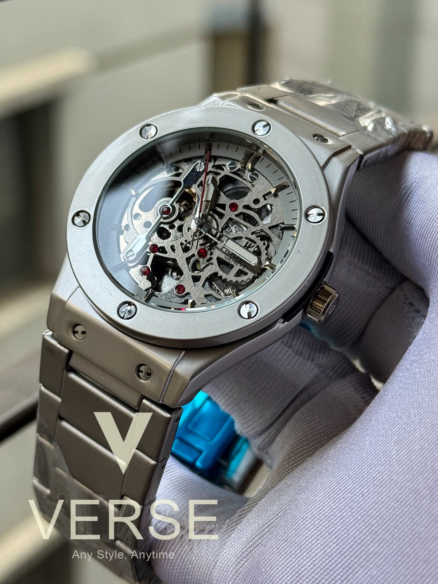 Hublot Automatic Silver Chain Openworked Grey Dial AA