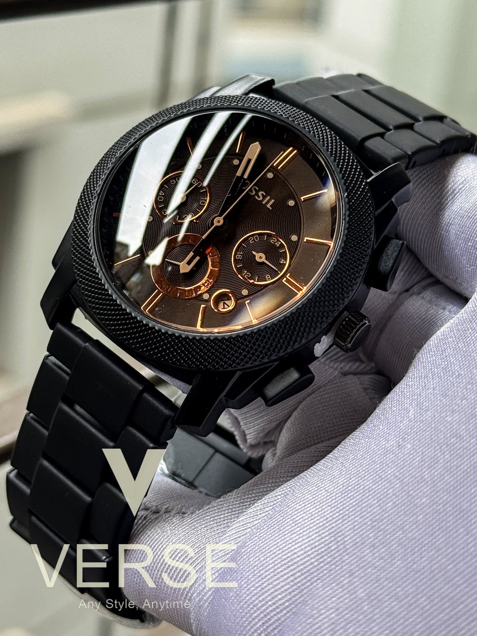 Fossil FS4682 Chain Chronograph Brown Glass AA