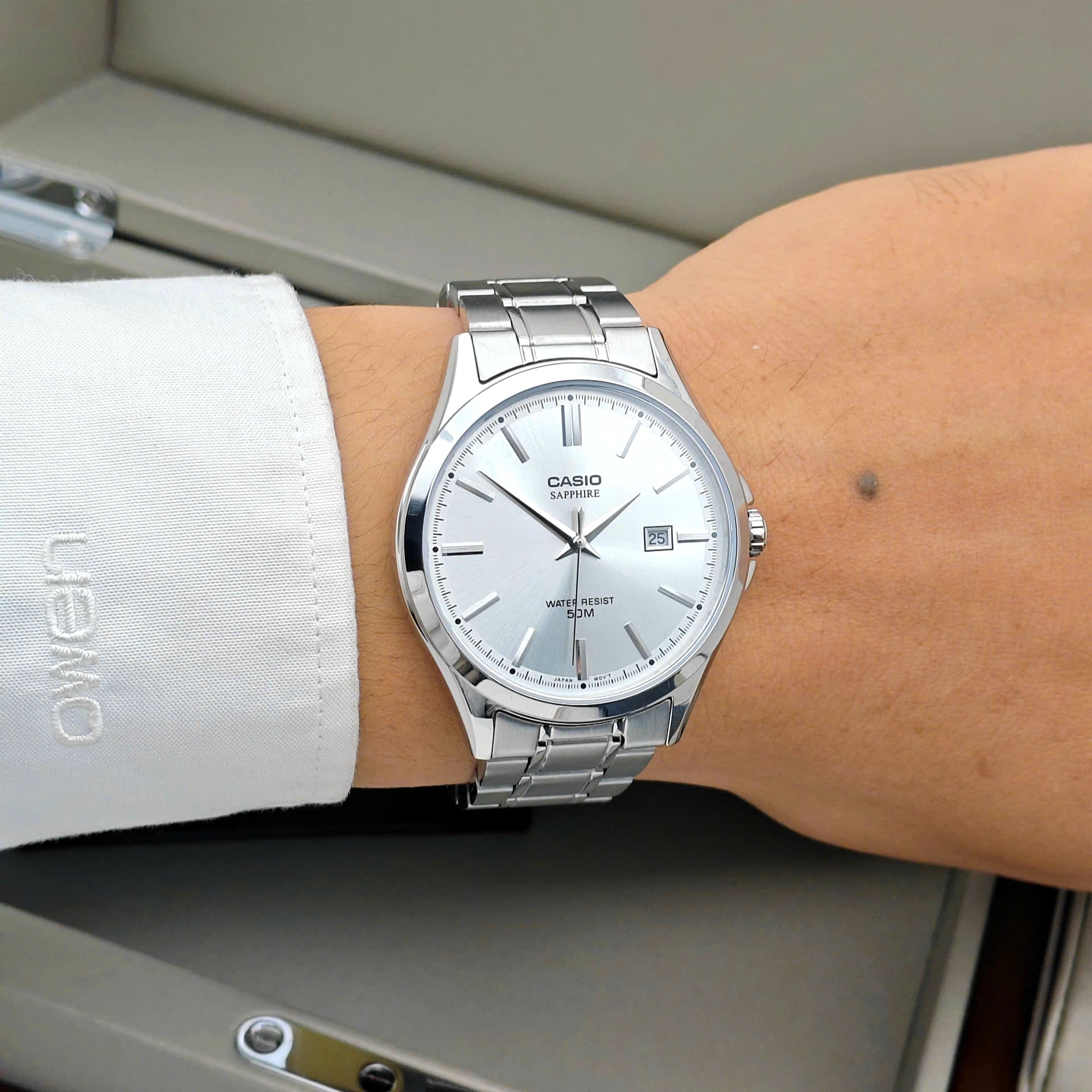 Casio MTS-115D-7AV Sapphire White Dial Men's Stainless Steel Watch | Casio MTS-115D-7AV