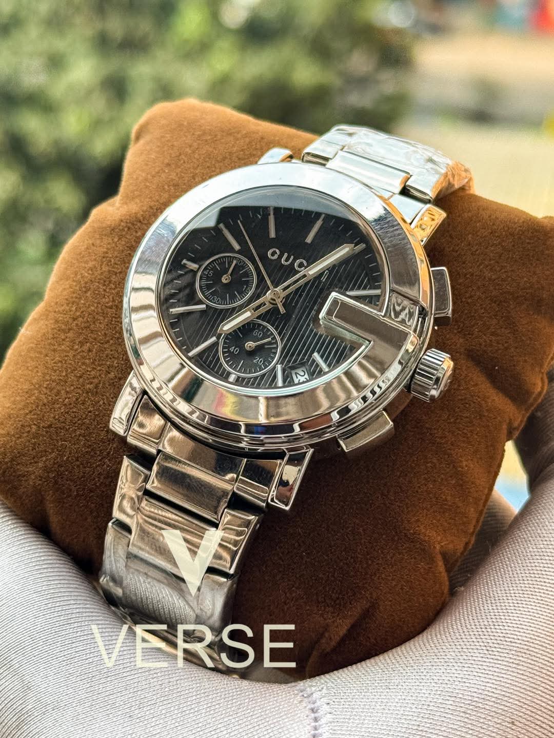 Gucci G-Chronograph Silver Chain Black Dial AA