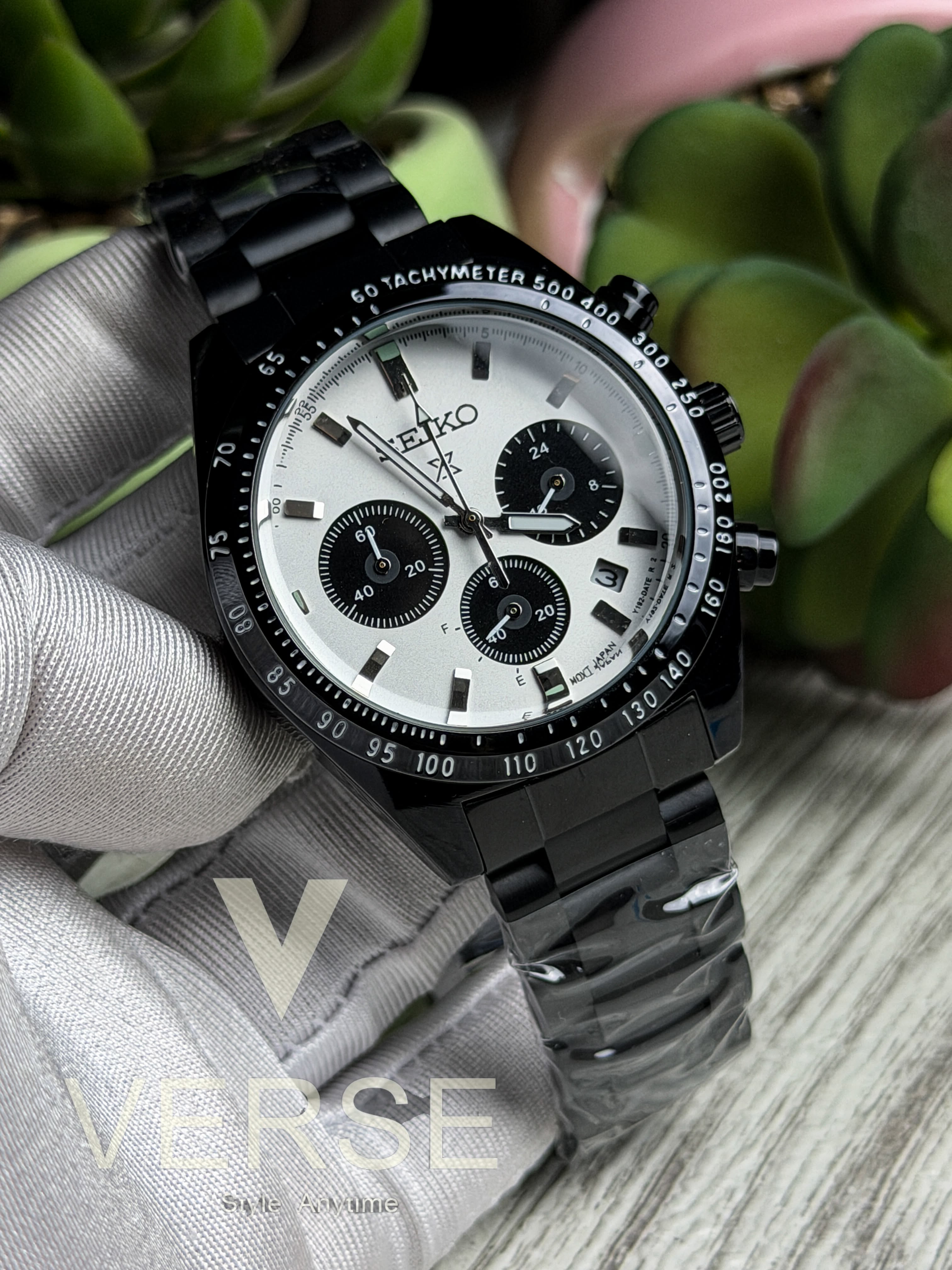 Seiko Prospex Speedtimer Chronograph | Panda Dial Black Stainless Steel Watch - ( Double A ) - VERSE - 