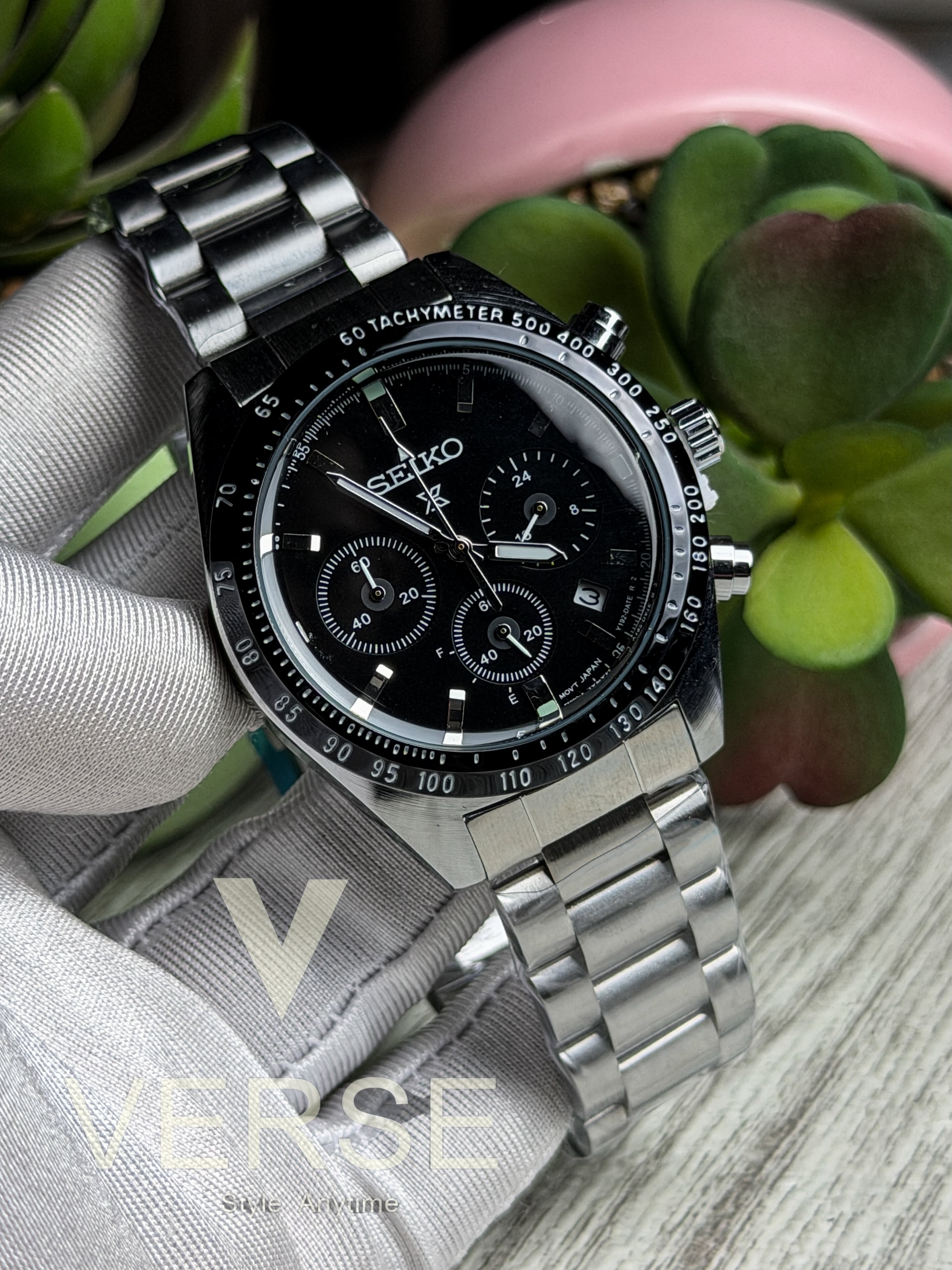 Seiko Prospex Speedtimer Chronograph | Sport Black Dial Stainless Steel Watch - ( Double A ) - VERSE - 