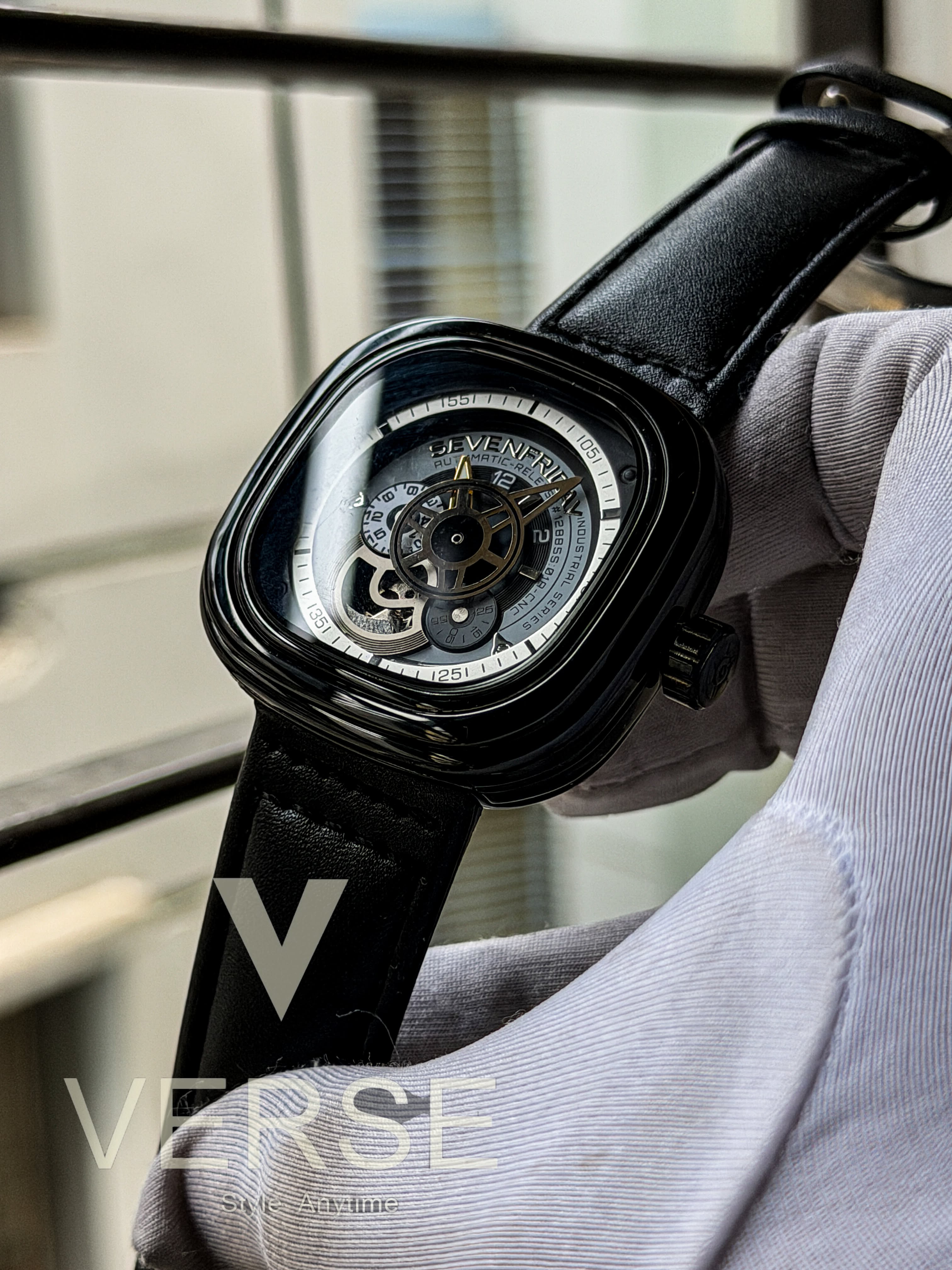 SevenFriday "Squircle" Automatic | Black Leather Black Case - ( Semi Triple A ) - VERSE - 