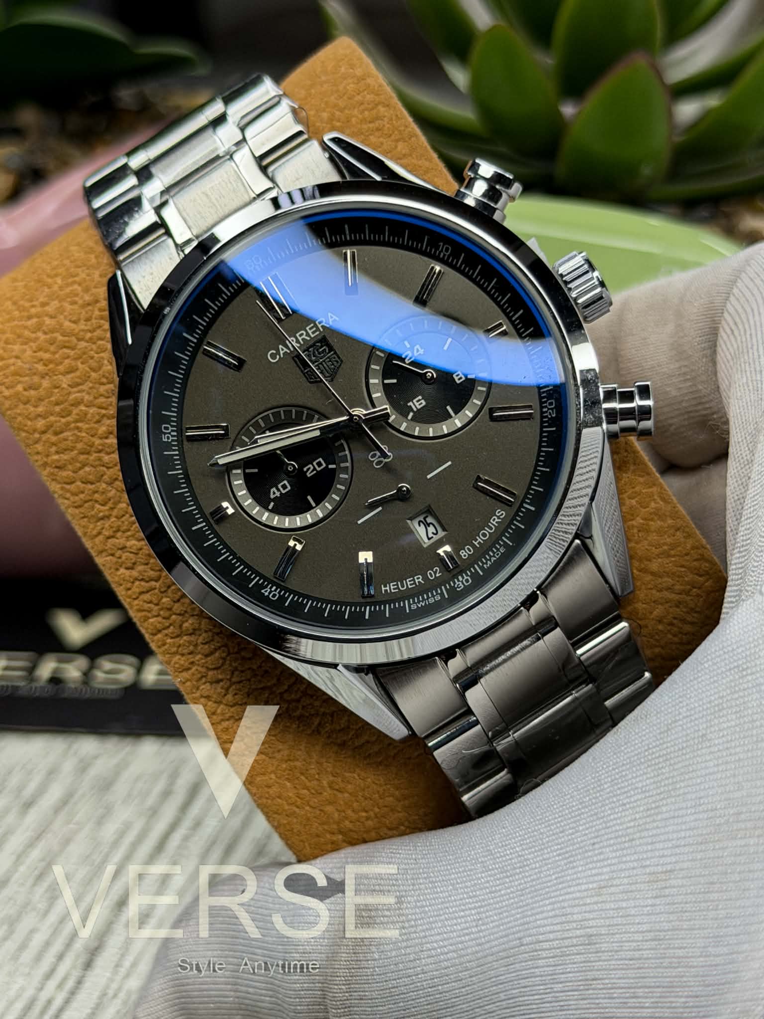 TAG Heuer Carrera 02' Chronograph - Silver Chain Grey Dial ( Double A ) - VERSE - 