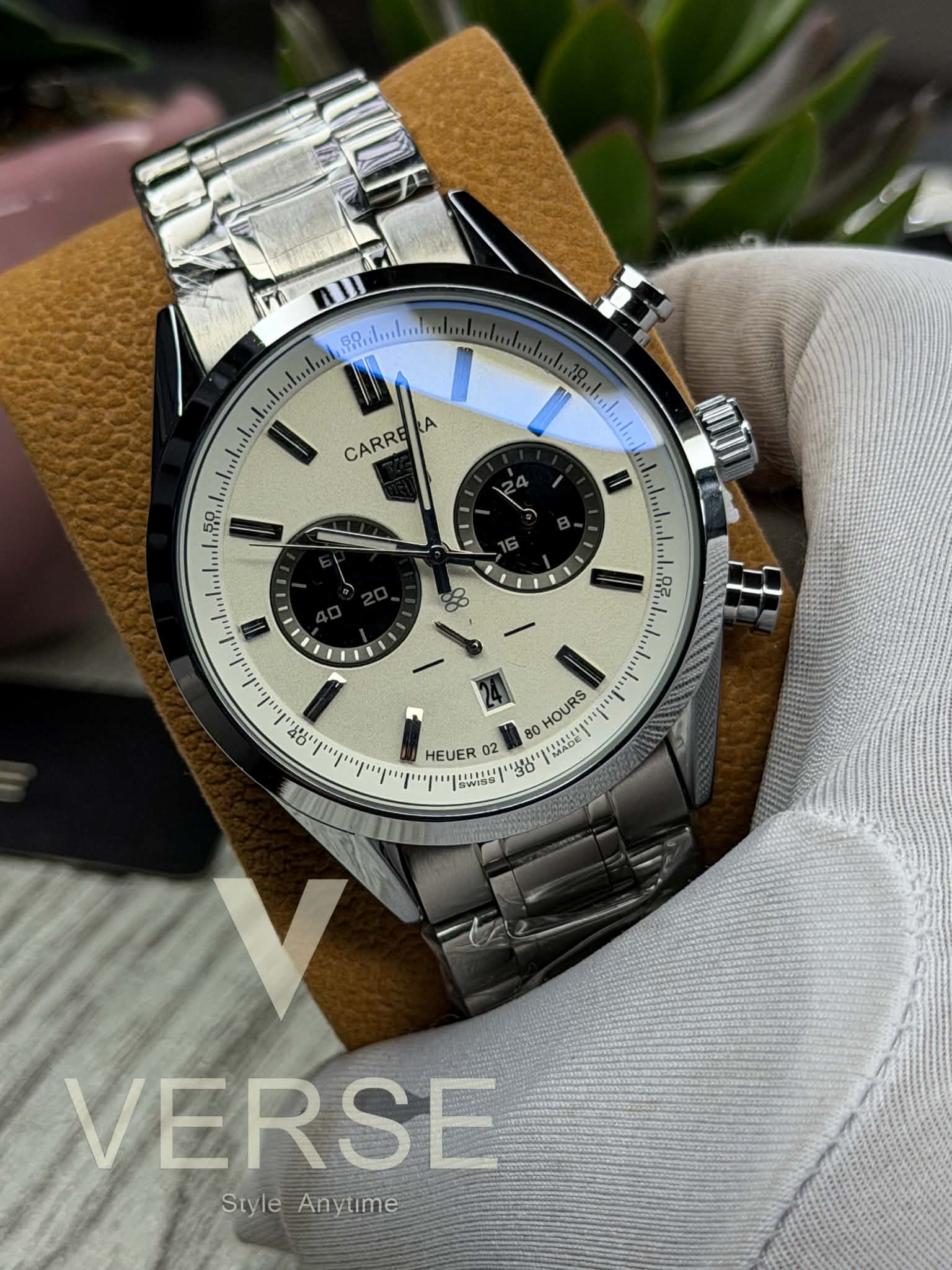 TAG Heuer Carrera 02' Chronograph - Silver Chain Panda Dial ( Double A ) - VERSE - 