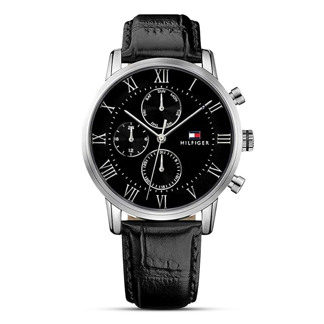 Tommy Hilfiger Kane Multifunction Black Dial Men's Black Leather Watch | Tommy Hilfiger 1791401 - VERSE - 